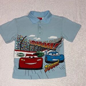 Disney Pixar the world of cars lightning McQueen race cars light blue polo 4t
